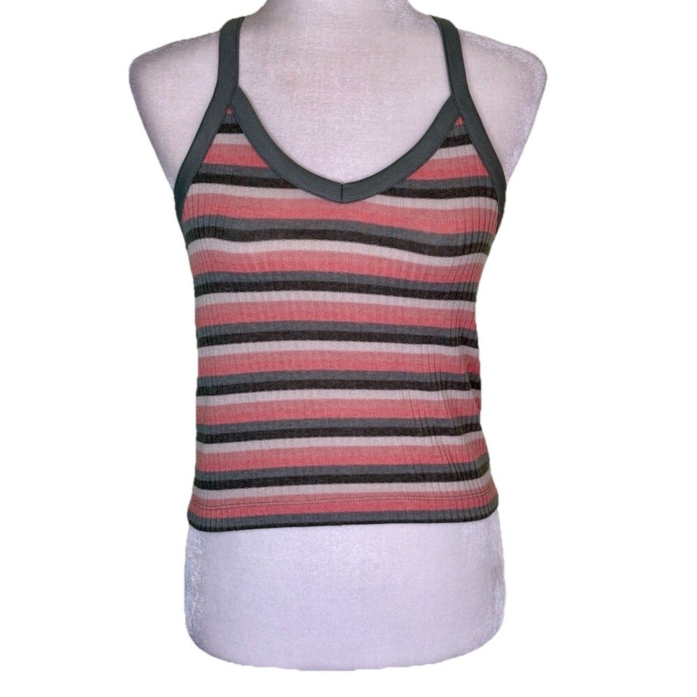 Women’s Y2K Ribbed Striped Cami Tank Top Indie Soft Grunge Casual Sz Med